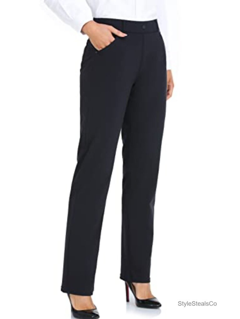 Women's Stretchy Straight Leg Dress Pants for Work Yoga - Picture 1 of 6